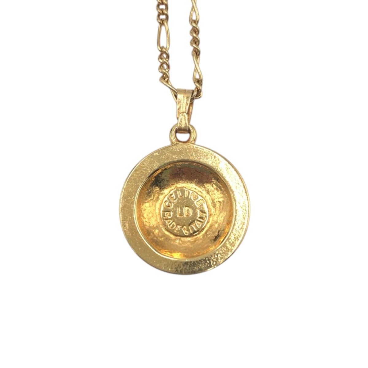 Celine Vintage Triomphe Rhinestone Gold Metal Necklace — view 2