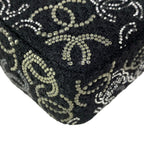Chanel Shoulder Bag CC Rhinestone Quilted Black Silver Wool — view 8
