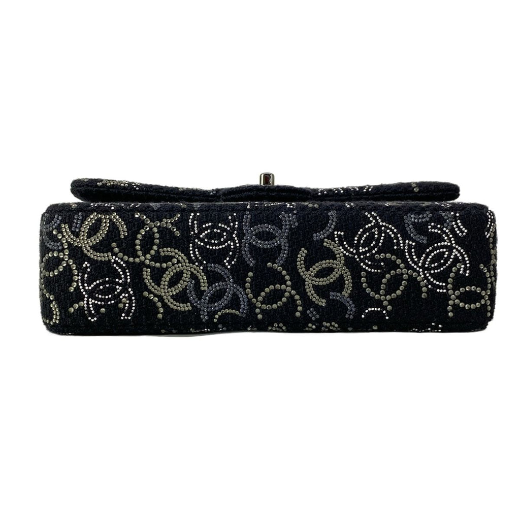 Chanel Shoulder Bag CC Rhinestone Quilted Black Silver Wool — view 5
