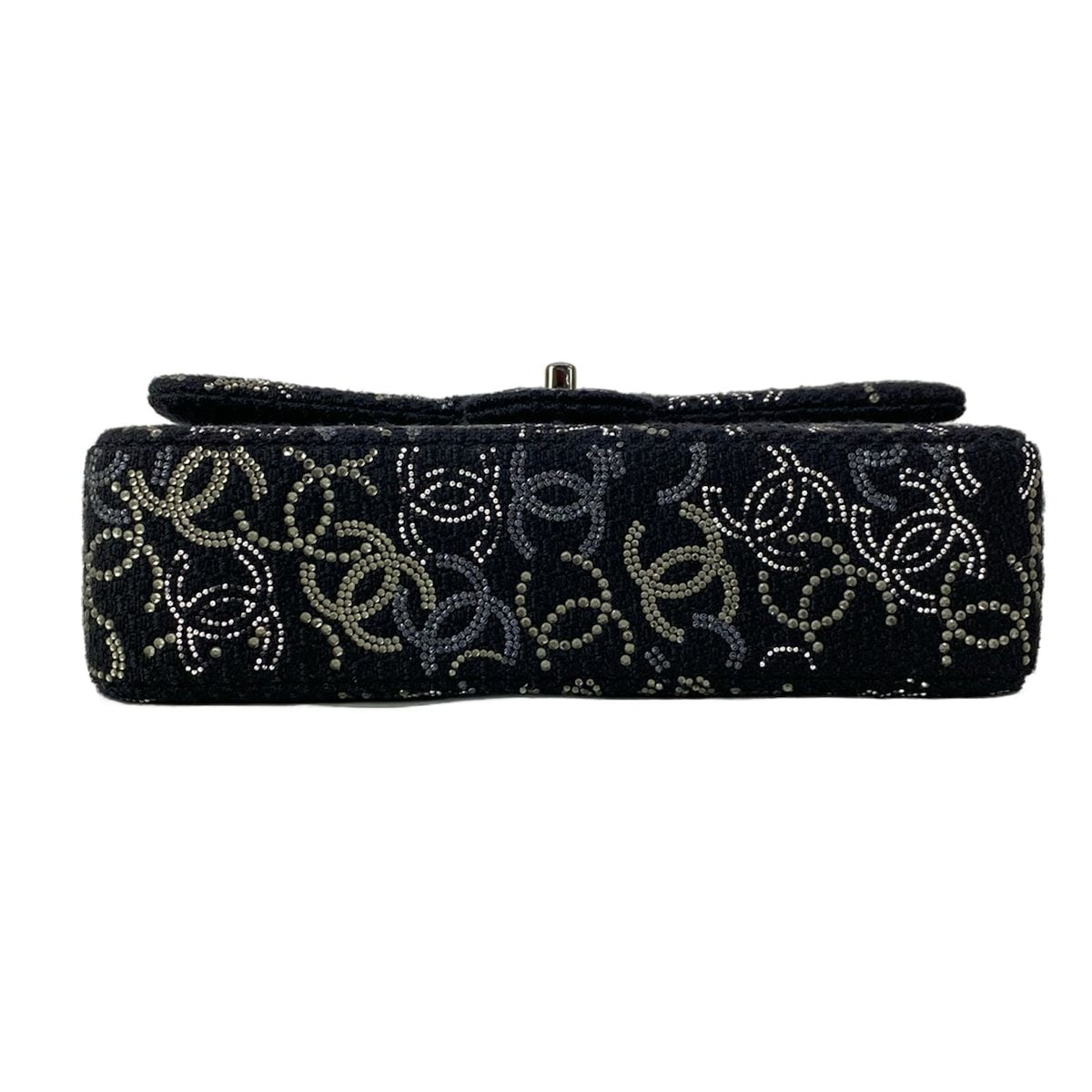 Chanel Shoulder Bag CC Rhinestone Quilted Black Silver Wool — view 5