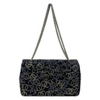 Chanel Shoulder Bag CC Rhinestone Quilted Black Silver Wool — view 3