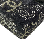 Chanel Shoulder Bag CC Rhinestone Quilted Black Silver Wool — view 7