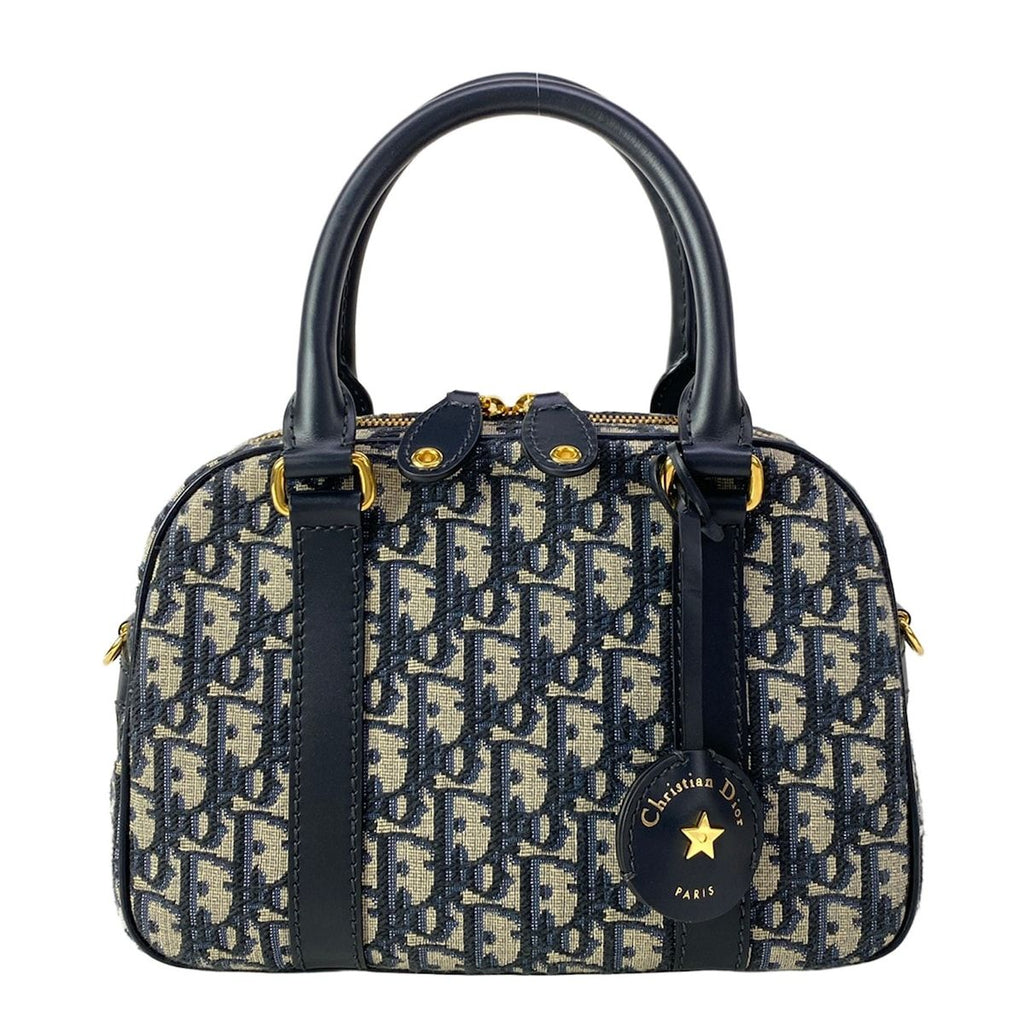 Dior D-vibe Bowling Bag Medium Light Gray Navy