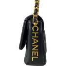 Chanel Shoulder Bag Mini Quilted Black Chain Gold Lambskin — view 4