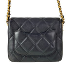 Chanel Shoulder Bag Mini Quilted Black Chain Gold Lambskin — view 3