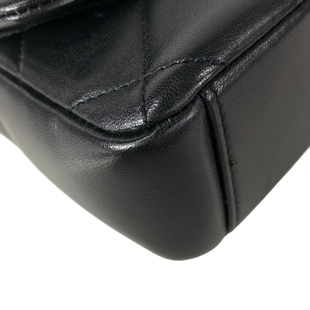 Chanel Shoulder Bag Mini Quilted Black Chain Gold Lambskin — view 6