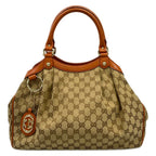Gucci Tote Bag Sukey Beige Brown Light Leather