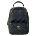 Chanel Backpack Quilted Black Chain Shoulder Gold Lambskin