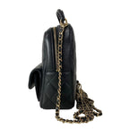 Chanel Backpack Quilted Black Chain Shoulder Gold Lambskin — view 4