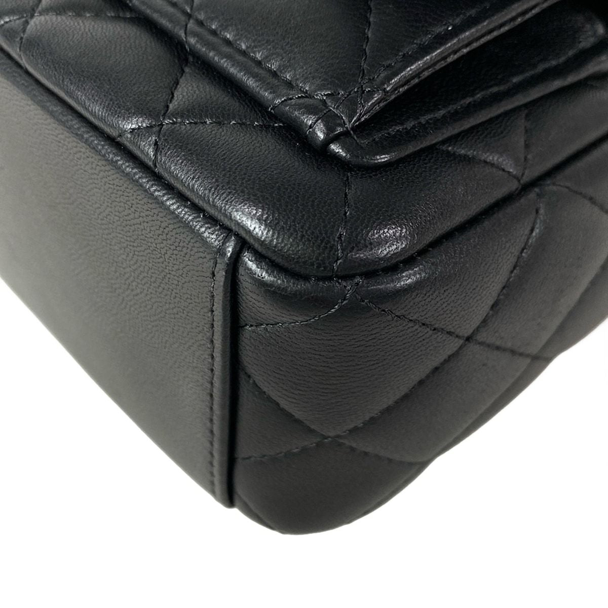 Chanel Backpack Quilted Black Chain Shoulder Gold Lambskin — view 7
