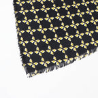 Fendi Silk Blend Raccoon Fur Zucca Pattern Scarf Black Yellow — view 8