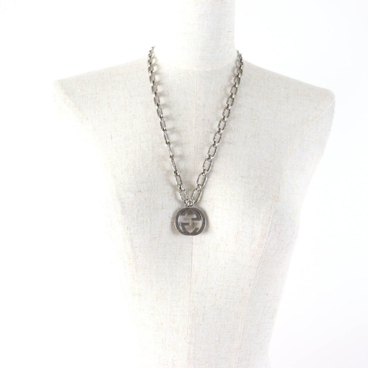 Gucci Interlocking G Arabesque Long Chain Necklace 925 Sterling Silver — view 4