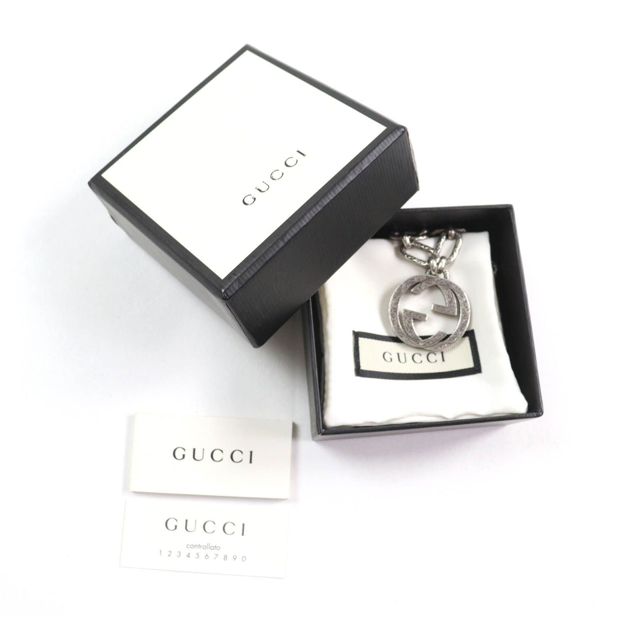 Gucci Interlocking G Arabesque Long Chain Necklace 925 Sterling Silver — view 2