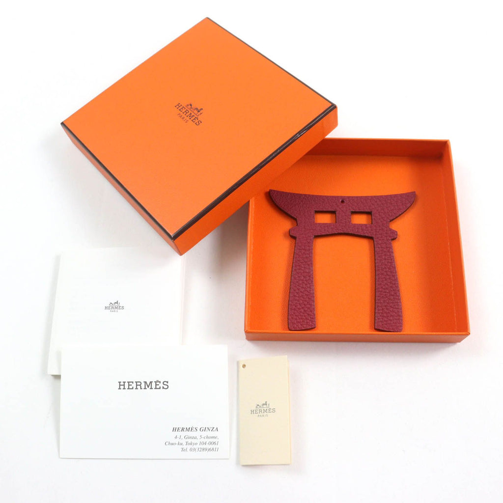 Hermes Petit H Anemone Rouge Granada Torii Veau Epsom Bag Charm — view 2
