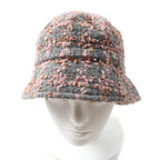 Chanel Alpaca Blend CC Logo Ribbon Tweed Bucket Hat Gray Pink