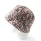 Chanel Alpaca Blend CC Logo Ribbon Tweed Bucket Hat Gray Pink — view 2