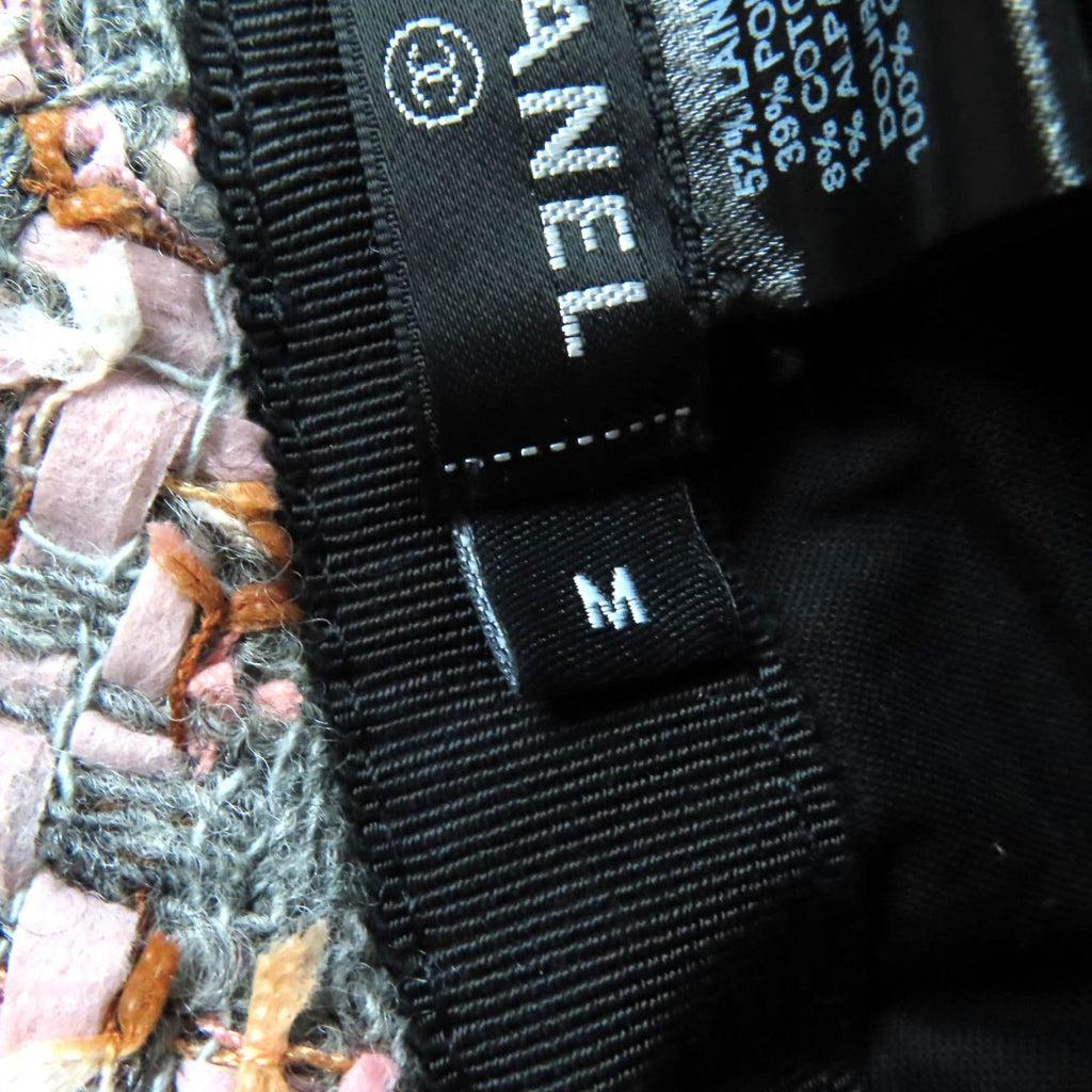 Chanel Alpaca Blend CC Logo Ribbon Tweed Bucket Hat Gray Pink — view 8