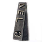 Chanel 20B Shearling Lining Cashmere CC Logo Design Tippet Shawl Gray Scarf — view 2