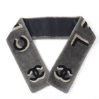 Chanel 20B Shearling Lining Cashmere CC Logo Design Tippet Shawl Gray Scarf — view 3