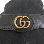 Gucci GG Canvas Leather Piping Fedora Hat Bucket Hat Black — view 5