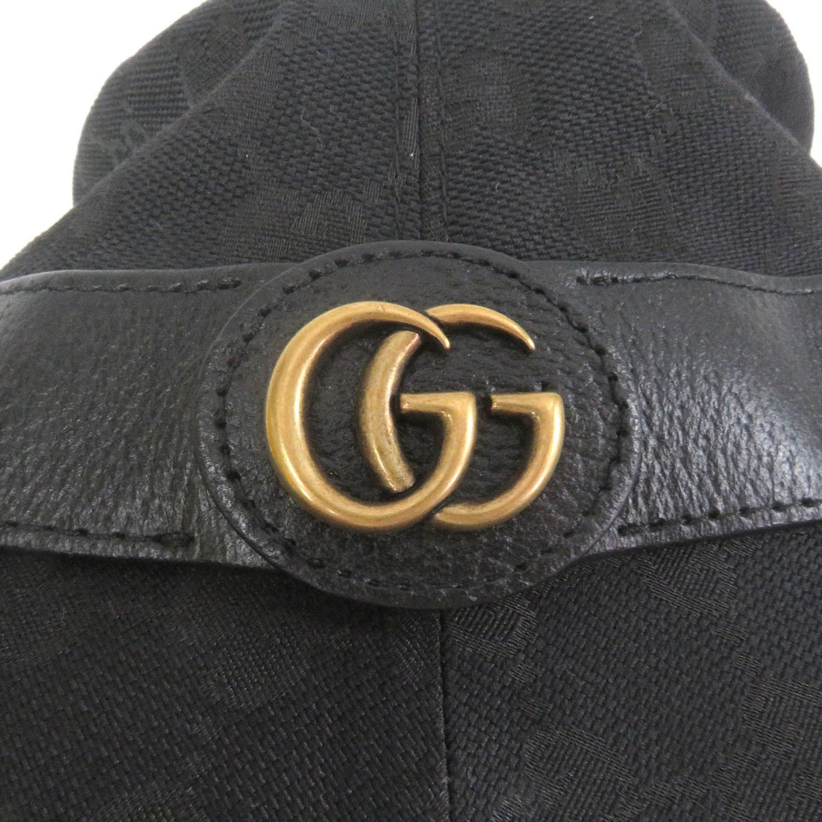 Gucci GG Canvas Leather Piping Fedora Hat Bucket Hat Black — view 5