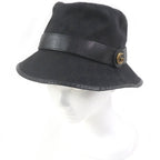 Gucci GG Canvas Leather Piping Fedora Hat Bucket Hat Black