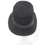 Gucci GG Canvas Leather Piping Fedora Hat Bucket Hat Black — view 3