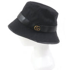 Gucci GG Canvas Leather Piping Fedora Hat Bucket Hat Black — view 2