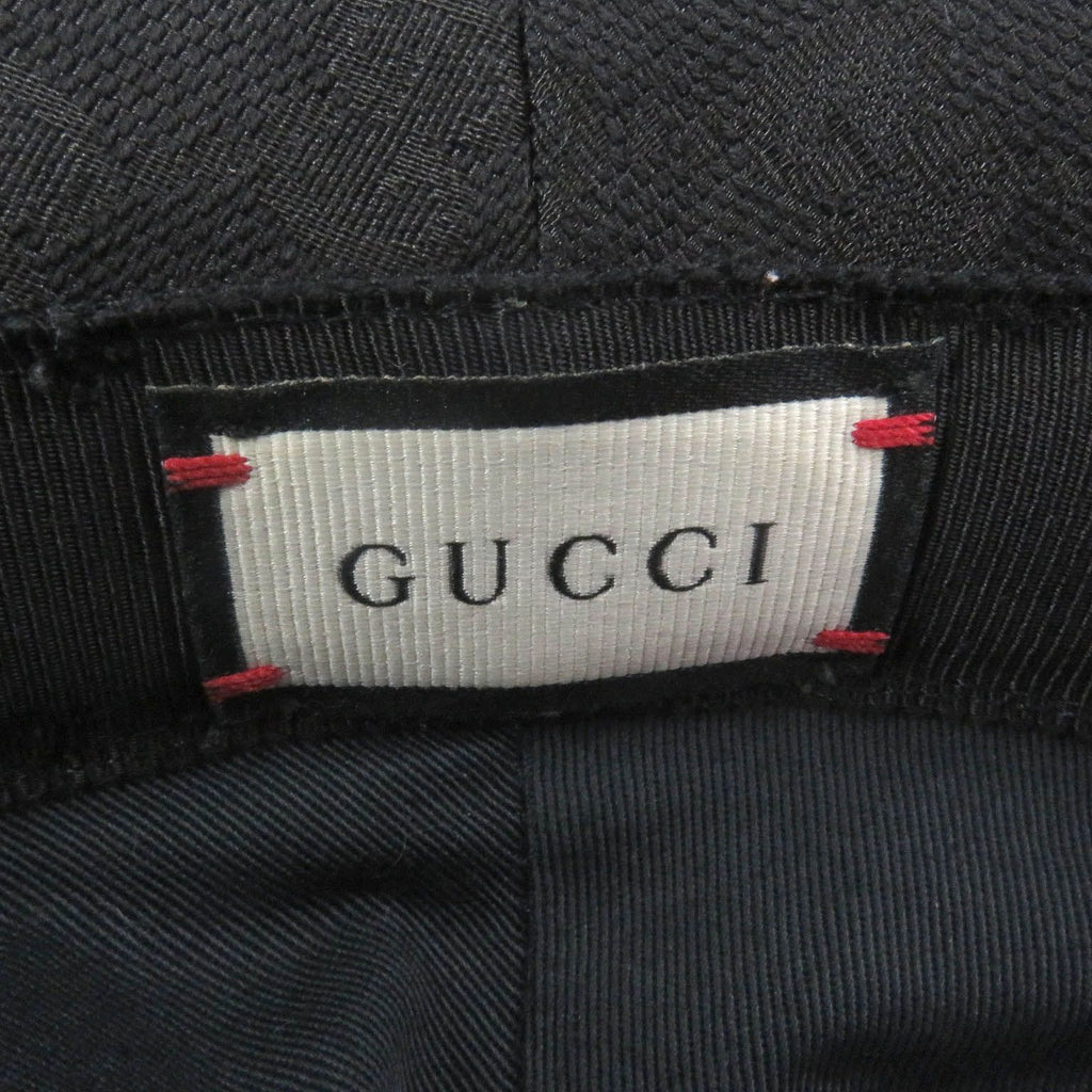 Gucci GG Canvas Leather Piping Fedora Hat Bucket Hat Black — view 6