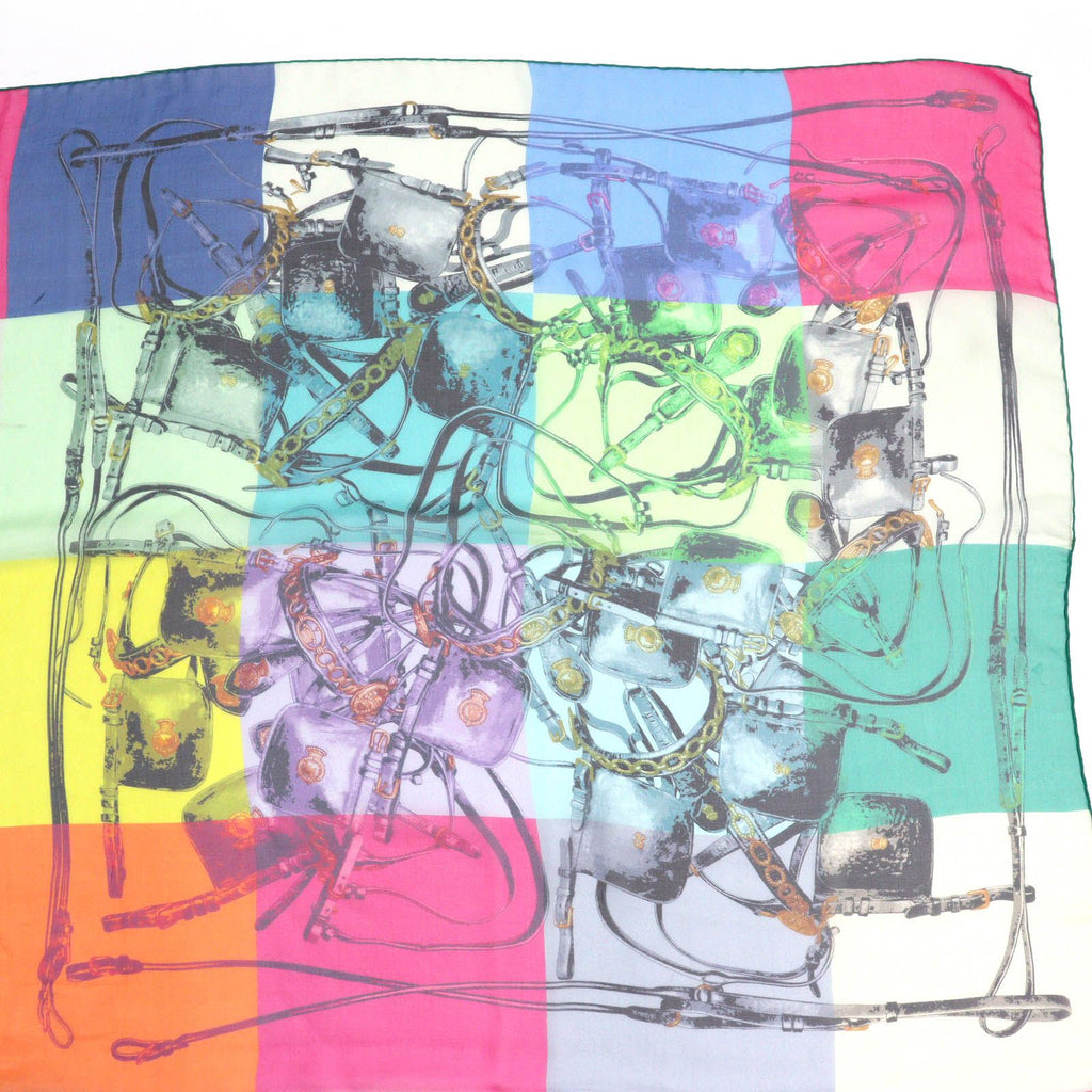 Hermes Brides Rebelles Harness Silk 100% Carre 140 Large Shawl Scarf Multicolor — view 2