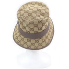 Gucci GG Canvas Leather Piping Bucket Hat Fedora Hat Beige — view 3