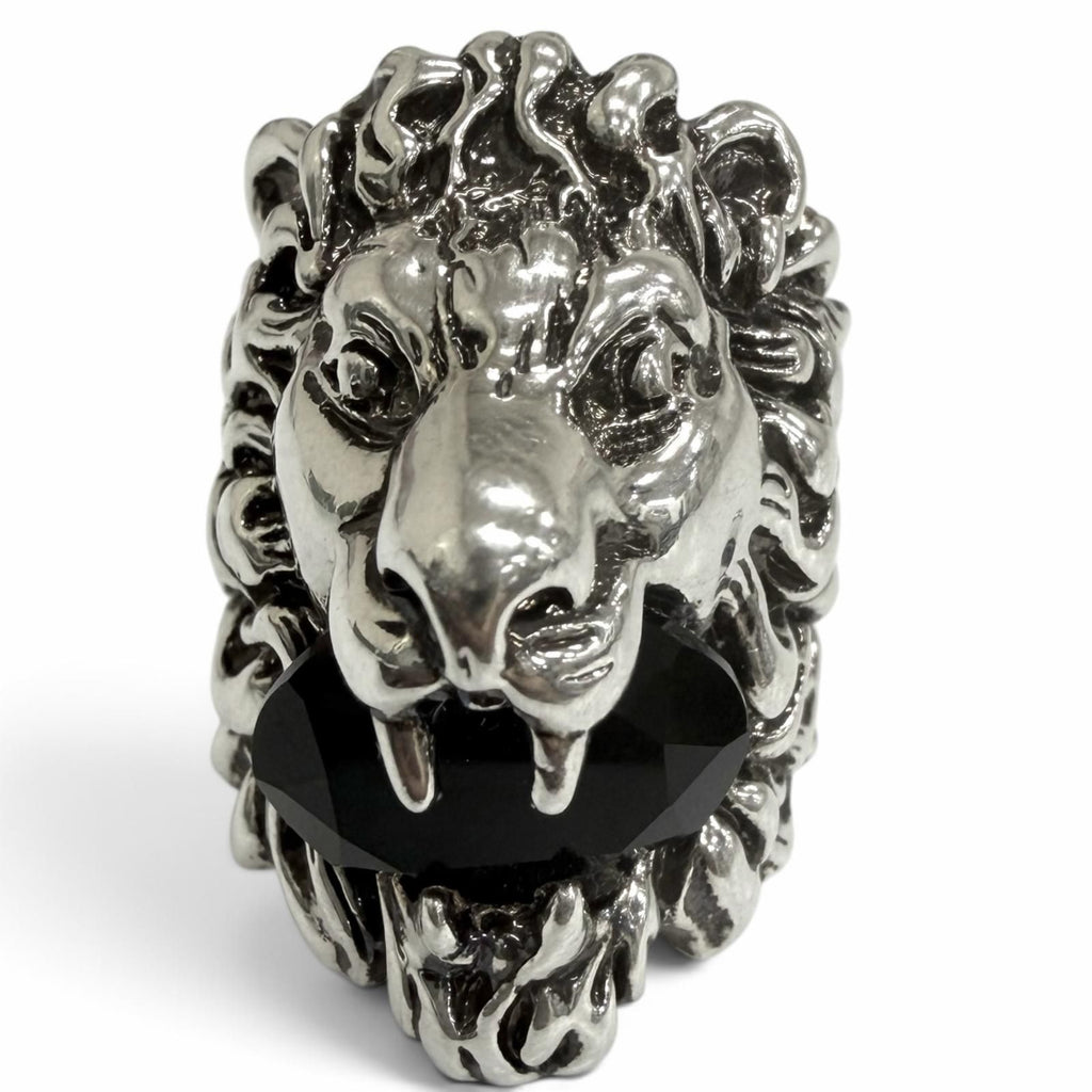 Gucci Lionhead Ring Color Stone Silver Black — view 3