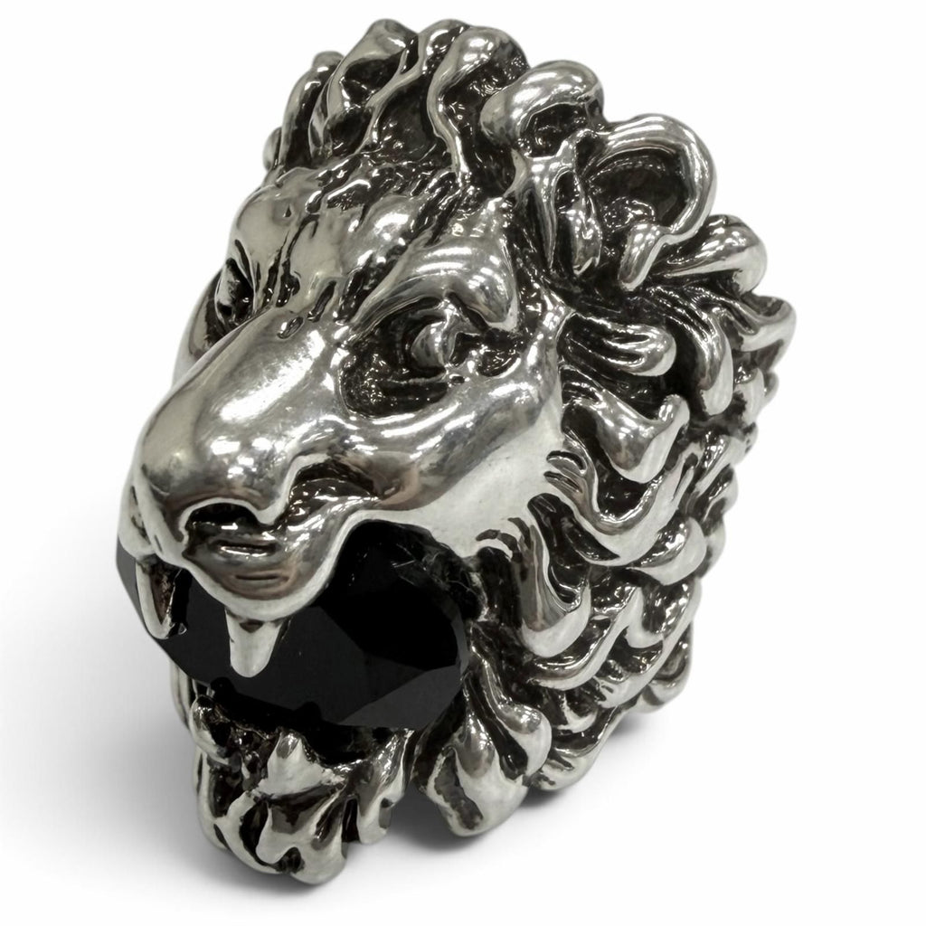 Gucci Lionhead Ring Color Stone Silver Black