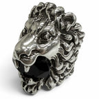 Gucci Lionhead Ring Color Stone Silver Black