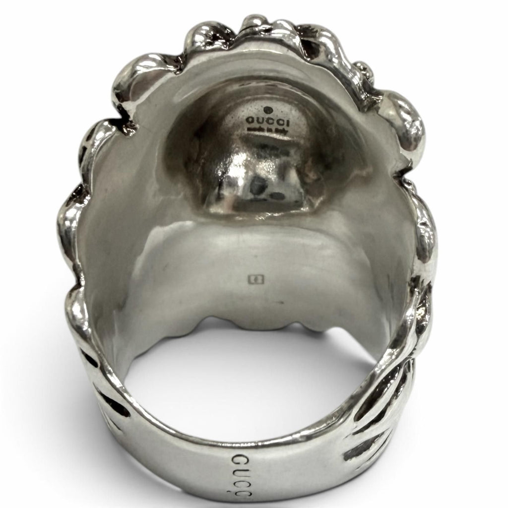 Gucci Lionhead Ring Color Stone Silver Black — view 6