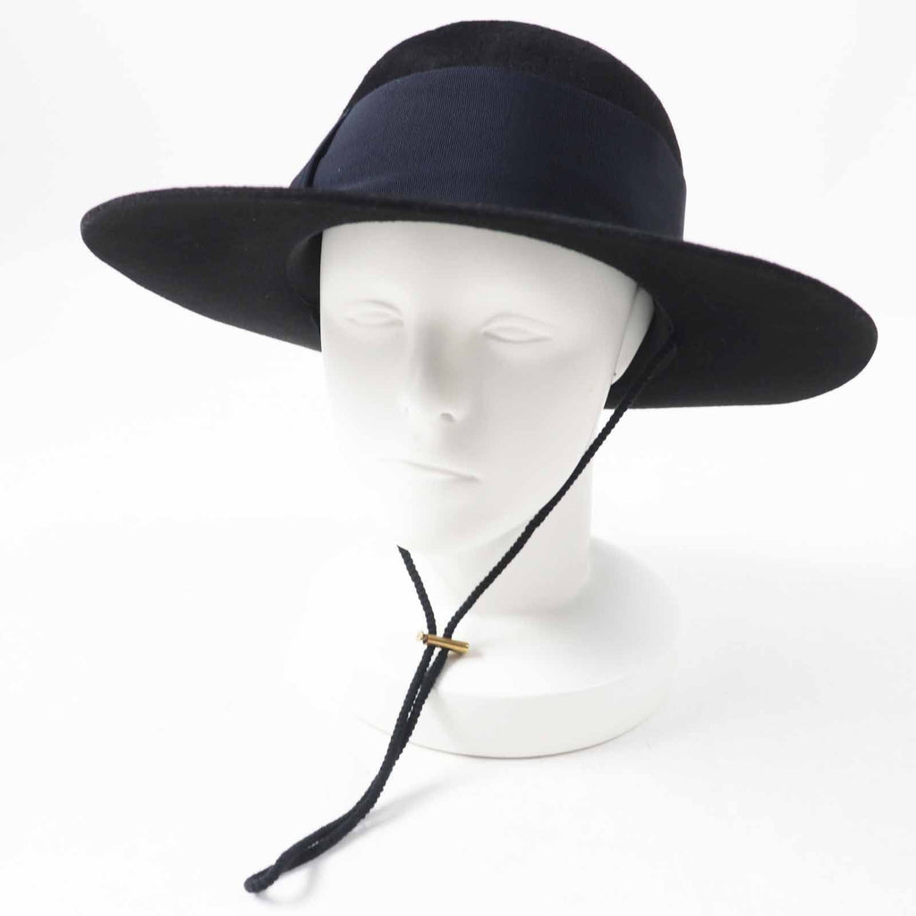 Gucci Rabbit Felt Wide Brim Hat Black Dark Navy XL 60 — view 5