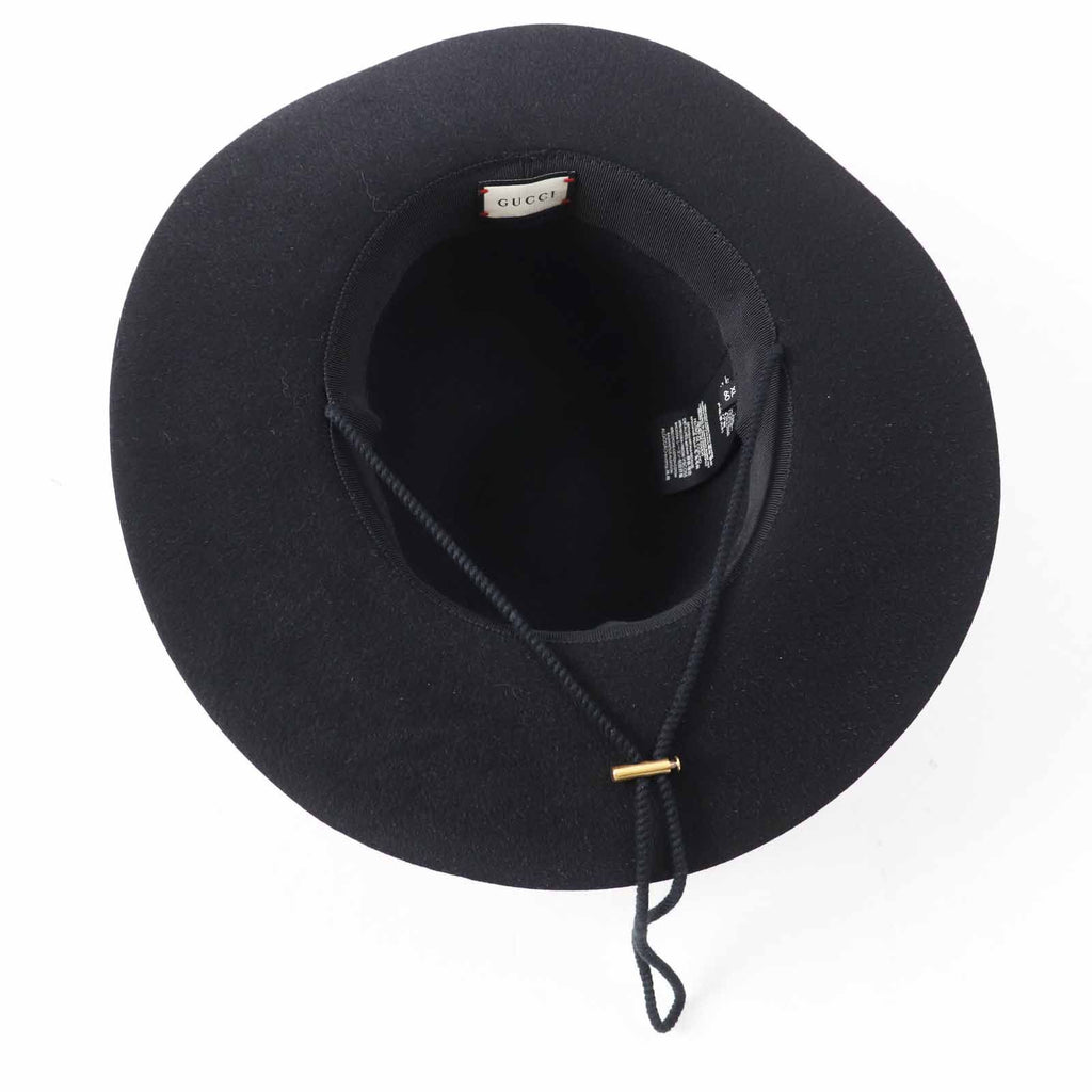 Gucci Rabbit Felt Wide Brim Hat Black Dark Navy XL 60 — view 7
