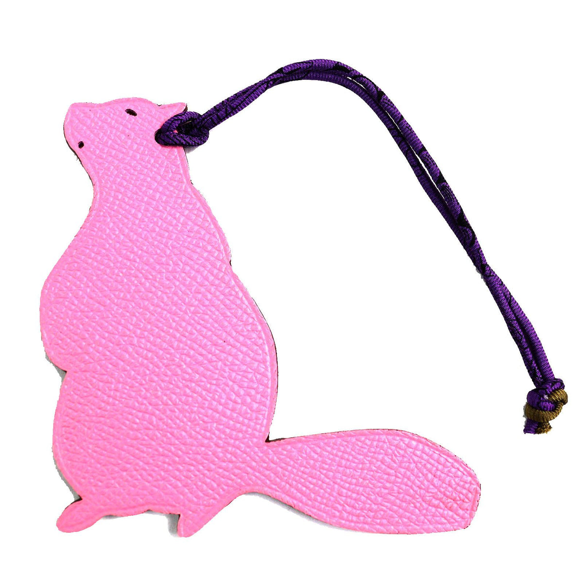 Hermes Petit H Beaver Epsom Togo Bag Charm Pink Orange Large