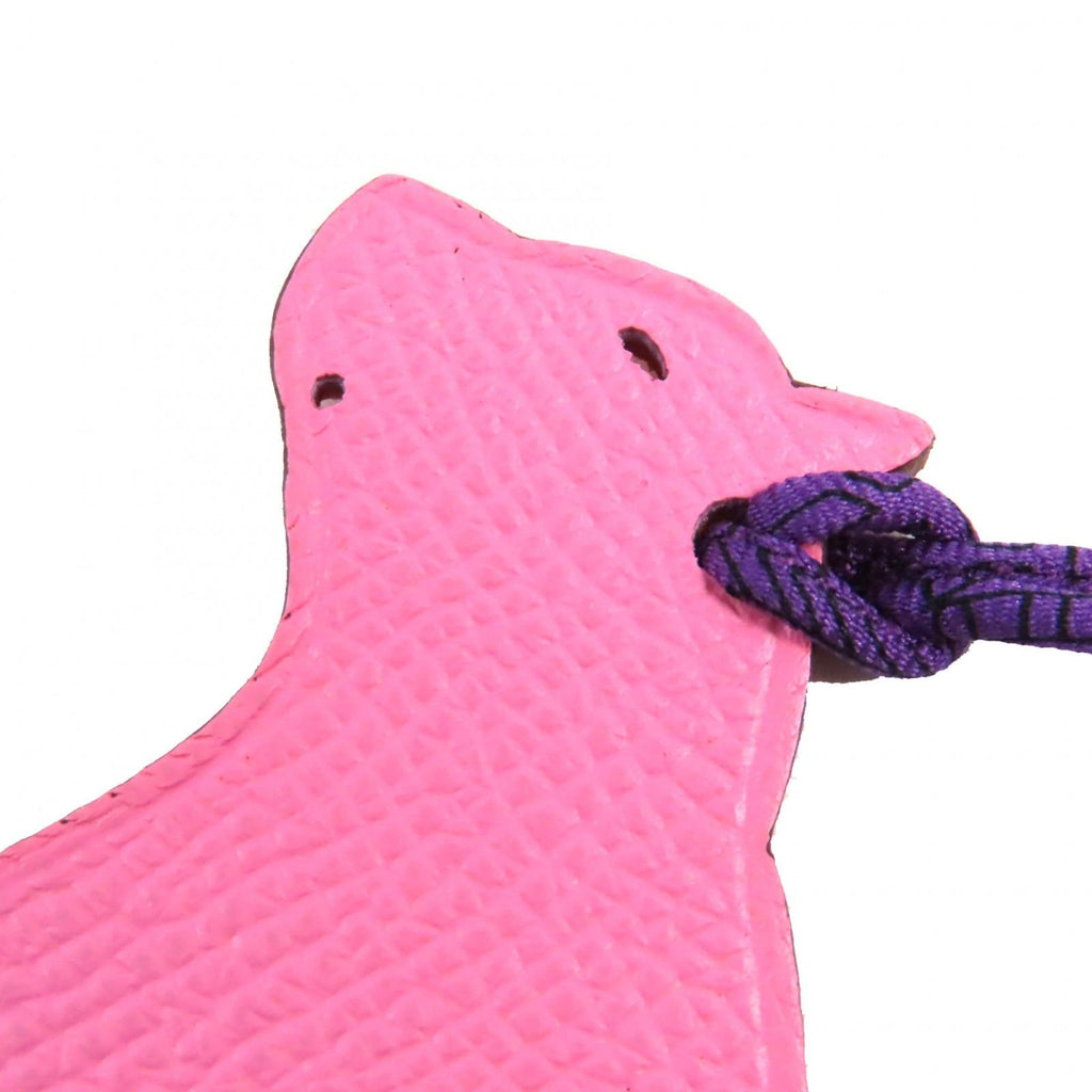 Hermes Petit H Beaver Epsom Togo Bag Charm Pink Orange Large — view 4