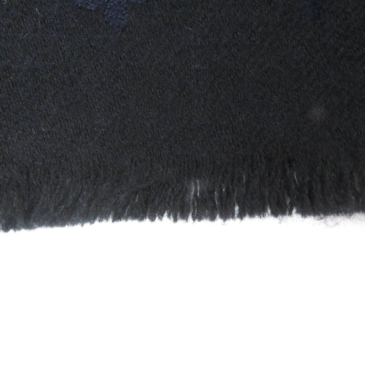 Louis Vuitton Cashmere 100% Monogram Fringe Shawl Scarf Black Navy — view 5