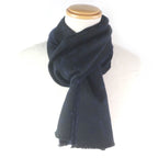 Louis Vuitton Cashmere 100% Monogram Fringe Shawl Scarf Black Navy — view 2