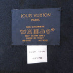 Louis Vuitton Cashmere 100% Monogram Fringe Shawl Scarf Black Navy — view 6