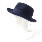 Hermes Rabbit Felt Lining Silk 100% Leather Hat Navy 56 — view 3