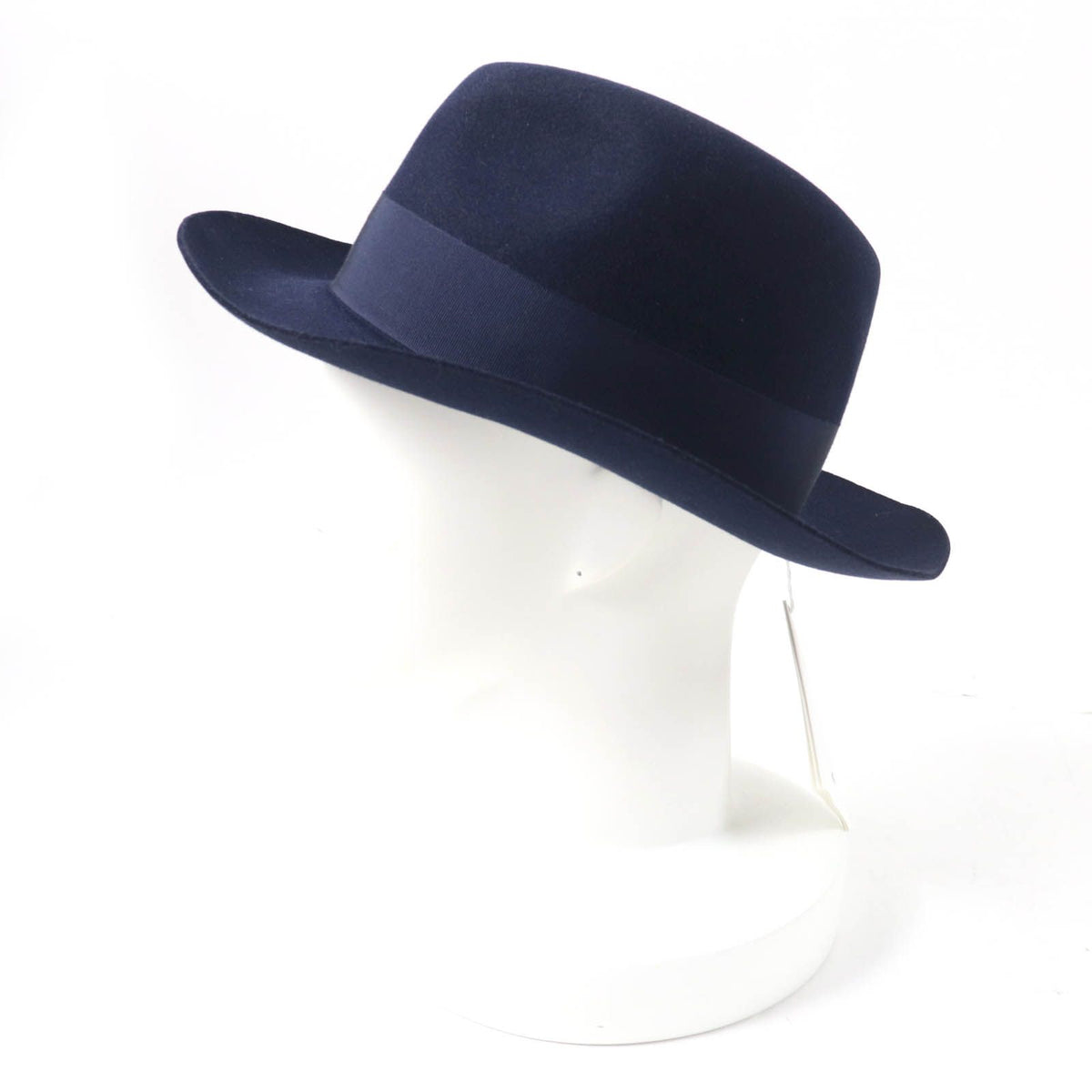 Hermes Rabbit Felt Lining Silk 100% Leather Hat Navy 56 — view 3