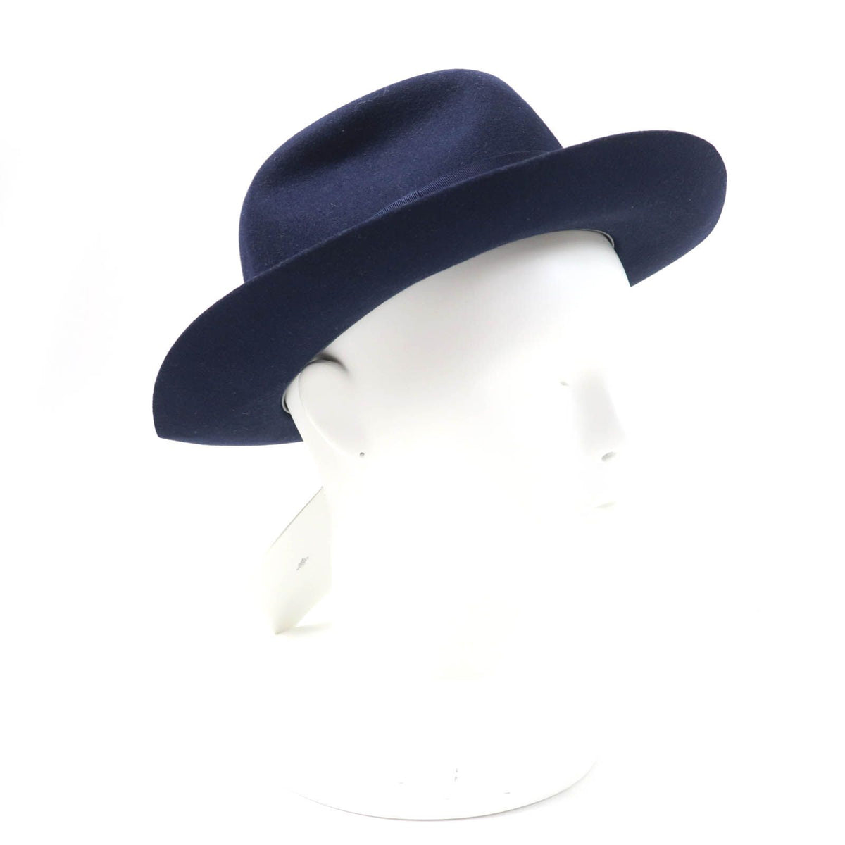 Hermes Rabbit Felt Lining Silk 100% Leather Hat Navy 56