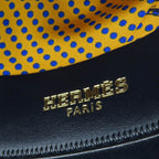 Hermes Rabbit Felt Lining Silk 100% Leather Hat Navy 56 — view 7