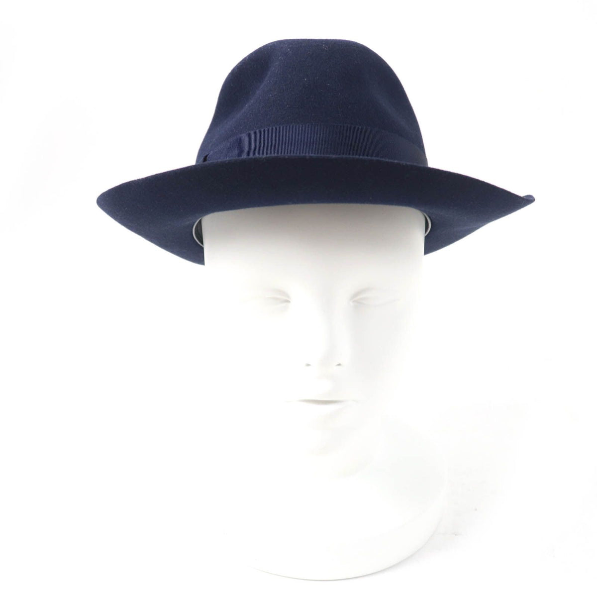 Hermes Rabbit Felt Lining Silk 100% Leather Hat Navy 56 — view 2