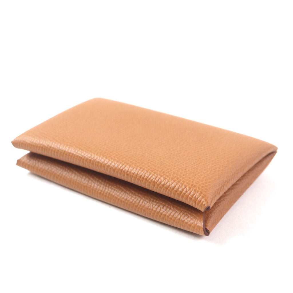 Hermes Calvi Gold Veau Epsom Card Case Coin Purse — view 4