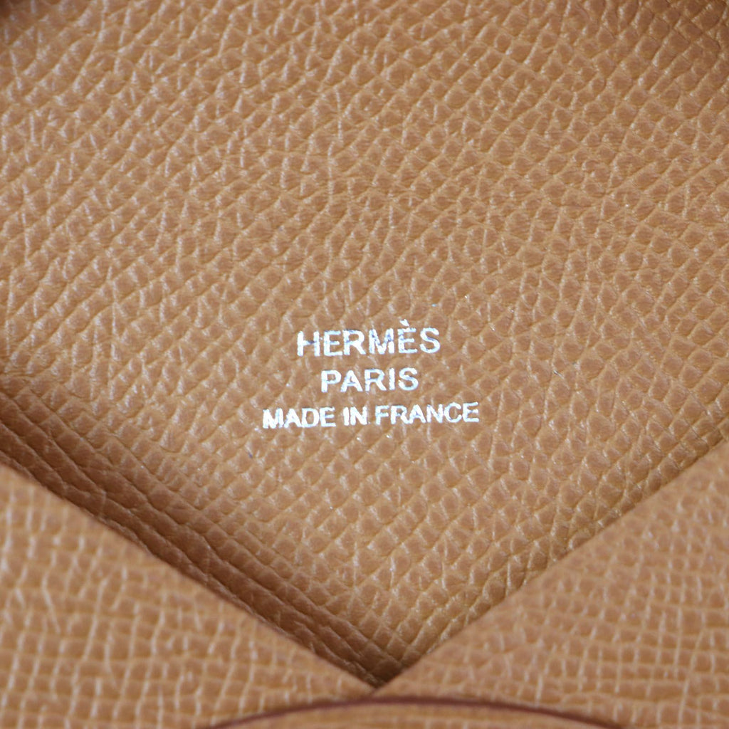 Hermes Calvi Gold Veau Epsom Card Case Coin Purse — view 6