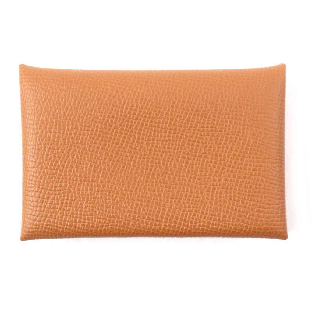 Hermes Calvi Gold Veau Epsom Card Case Coin Purse